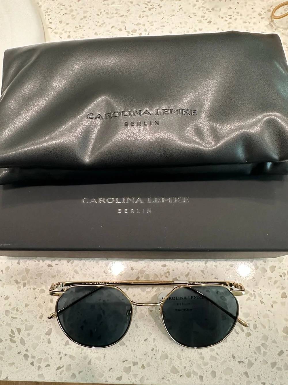 Carolina Lemke Berlin “Saffia” Round Metal Sunglasses - Black Lenses